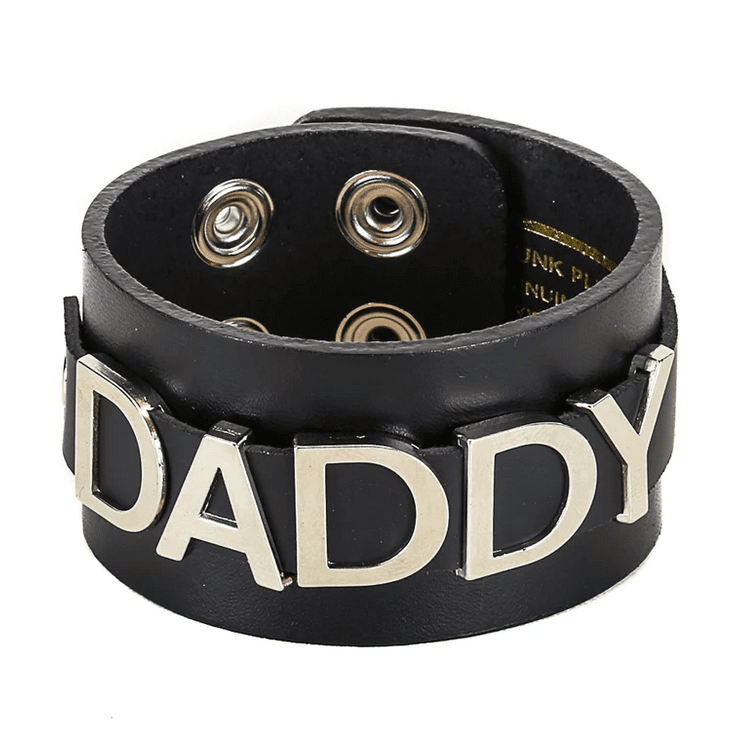 Roleplay Black Leather Nickname Snap Bracelet