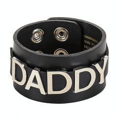 Roleplay Black Leather Nickname Snap Bracelet