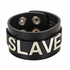 Roleplay Black Leather Nickname Snap Bracelet