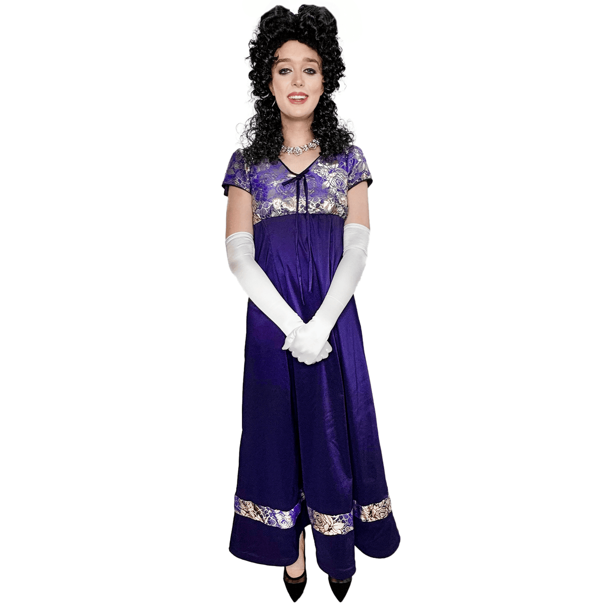 Royal Purple and Gold Floral Regency Empire Dress Adult Costume