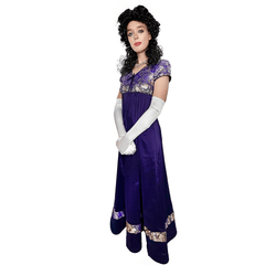 Royal Purple and Gold Floral Regency Empire Dress Adult Costume