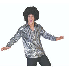 Saturday Night Silver Men's Adult Ruffle Disco Shirt