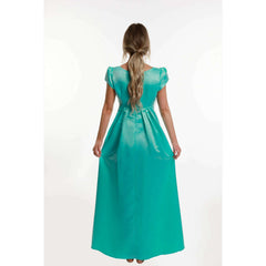 Seafoam Green Regency Adult Satin Puff Sleeve Dress