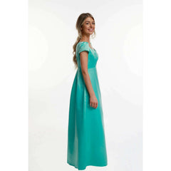 Seafoam Green Regency Adult Satin Puff Sleeve Dress