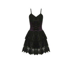 Sexy Macabre Black & Purple Lace Mini Dress