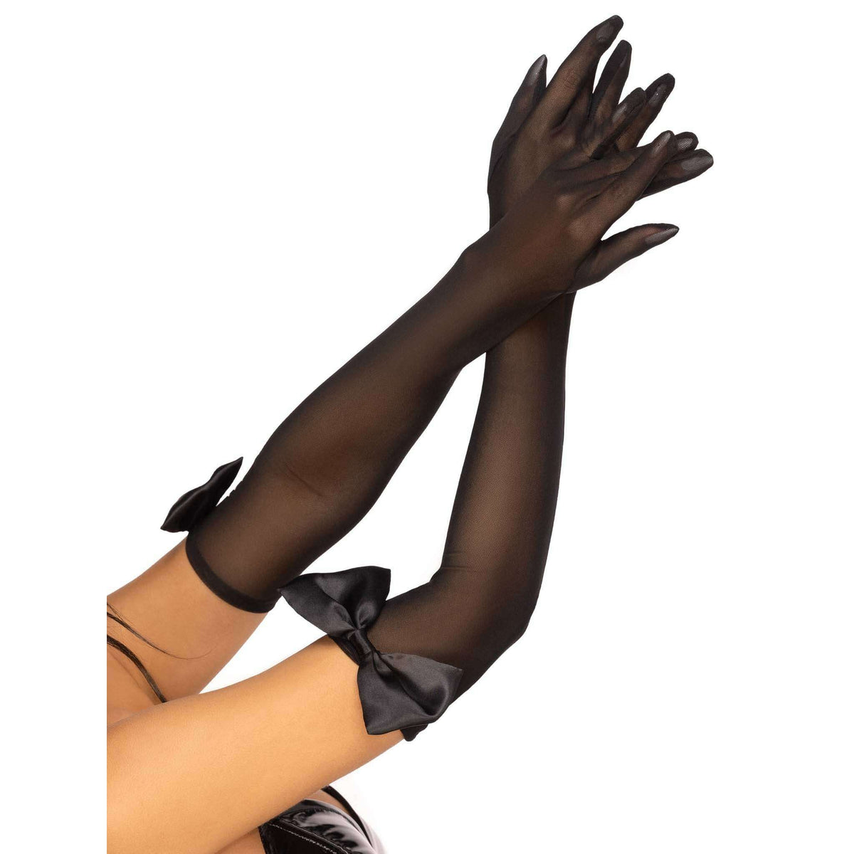 Sheer Mesh Opera Gloves w/ Bows