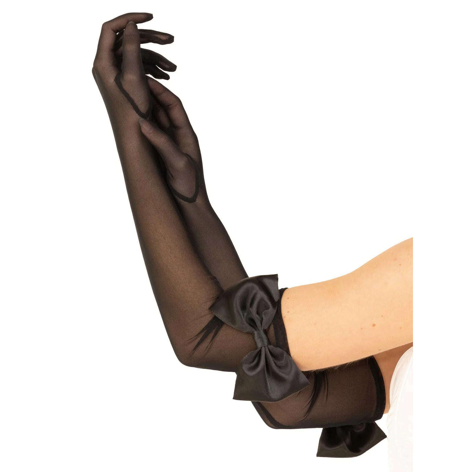 Sheer Mesh Opera Gloves w/ Bows