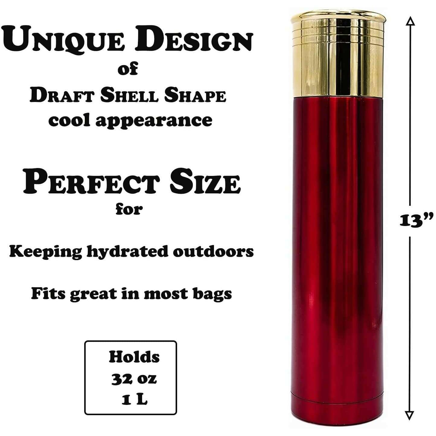 Shotgun Shell Stainless Steel Insulated Bottle