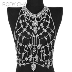 Silver Rhinestone Body Chain Jewelry