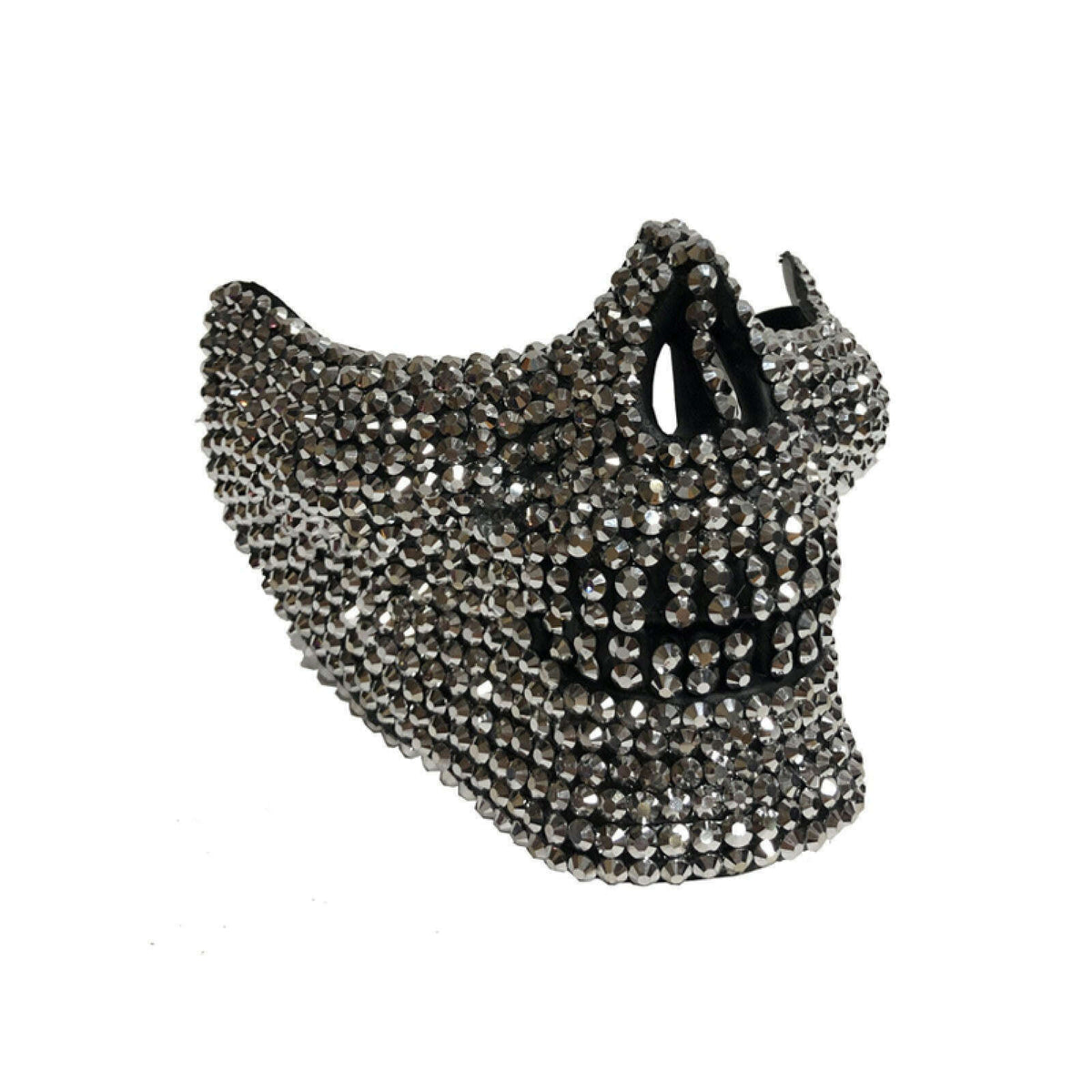 Silver Rhinestone Skull Half Mask