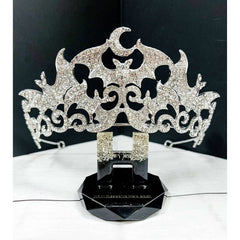 Silver Vampire Bat Rhinestone Crown