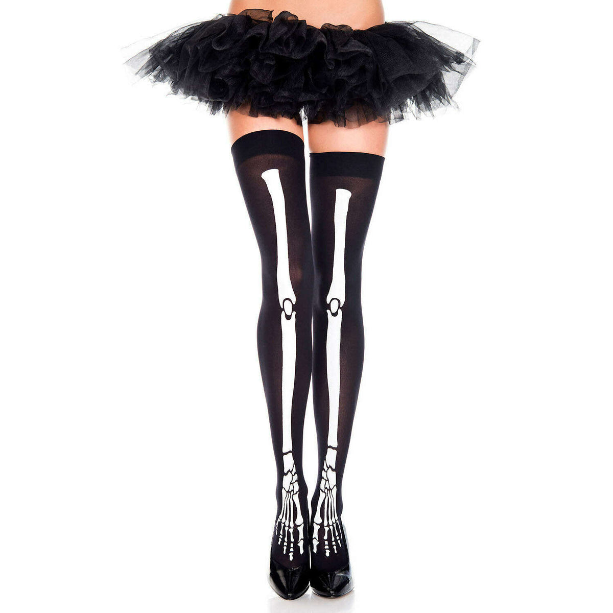 Skeleton Print Black & White Stockings