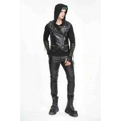 Slim Fit Pleather Studded Knee Men's Pants