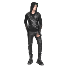 Slim Fit Pleather Studded Knee Men's Pants