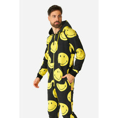 OppoSuits Smiley Yellow and Black Adult Hooded Jumpsuit