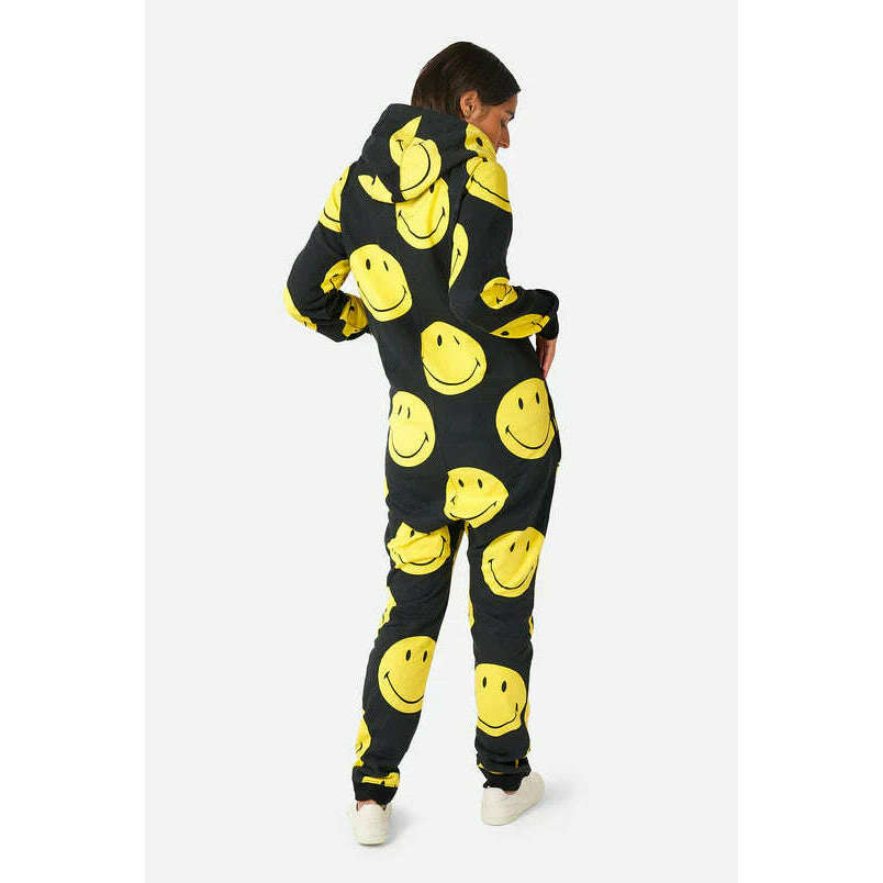 OppoSuits Smiley Yellow and Black Adult Hooded Jumpsuit