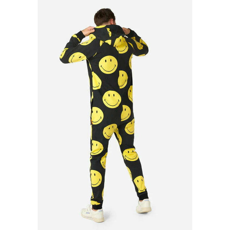 OppoSuits Smiley Yellow and Black Adult Hooded Jumpsuit