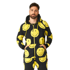 OppoSuits Smiley Yellow and Black Adult Hooded Jumpsuit