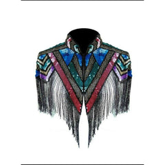 Spectacular Multicolor Sequin Beaded Fringe Shawl