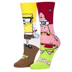 Spongebob & Patrick Nerd Crew Length Socks