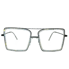 Square Gem Frame Glasses