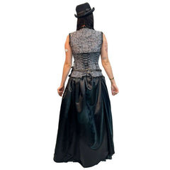 Steampunk, Women's Black  w/ Grey Floral Lace Detail Adult Costume