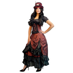 Steampunk Women's Burgundy Outfit Adult Costume