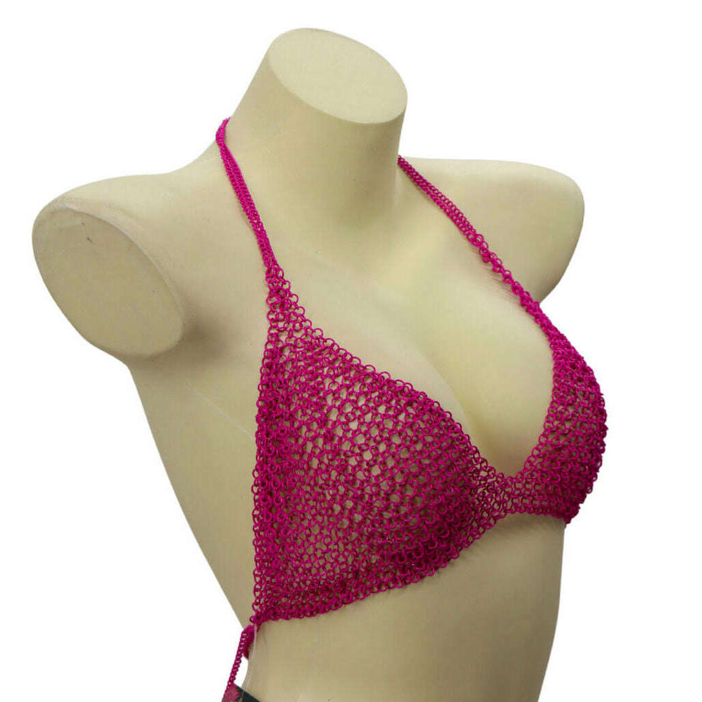 Striking Clasp Chainmail Rave Bikini Top