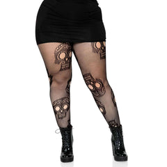 Sugar Skull Fishnet Pantyhose