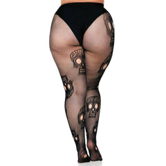 Sugar Skull Fishnet Pantyhose