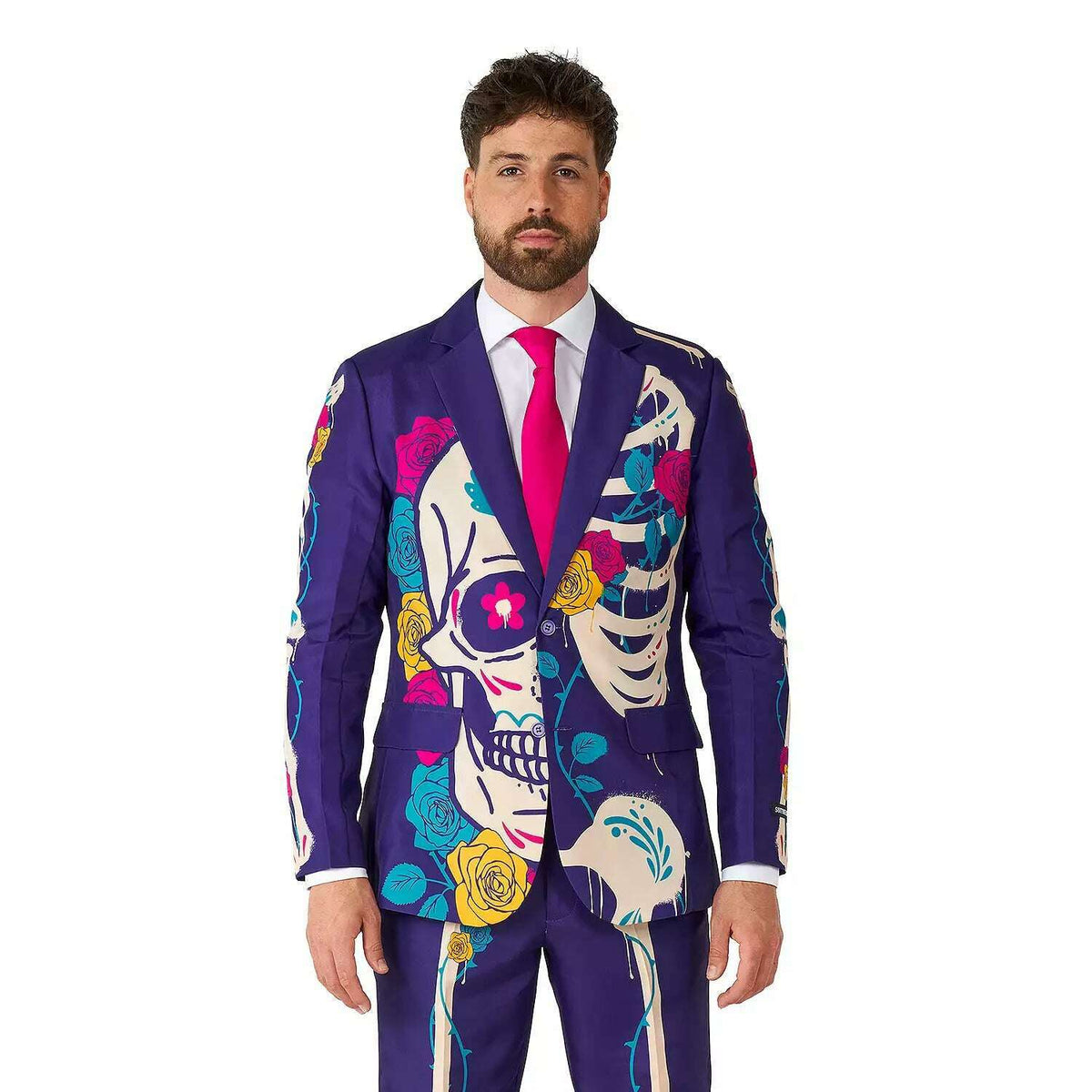 OppoSuits Sugar Skull Print Purple Suitmeister Suit