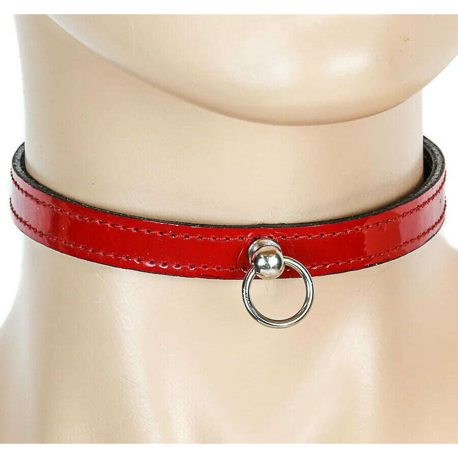 Super Small Bondage Ring Patent Leather Choker