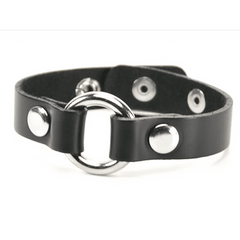 Synthpunk Black Leather Snap Bracelet