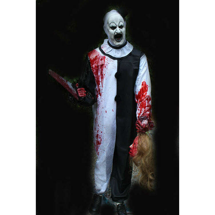 Terror Clown 6' Poseable Art the The Clown Inspired Prop w/ Bloody Saw & Decapitated Head