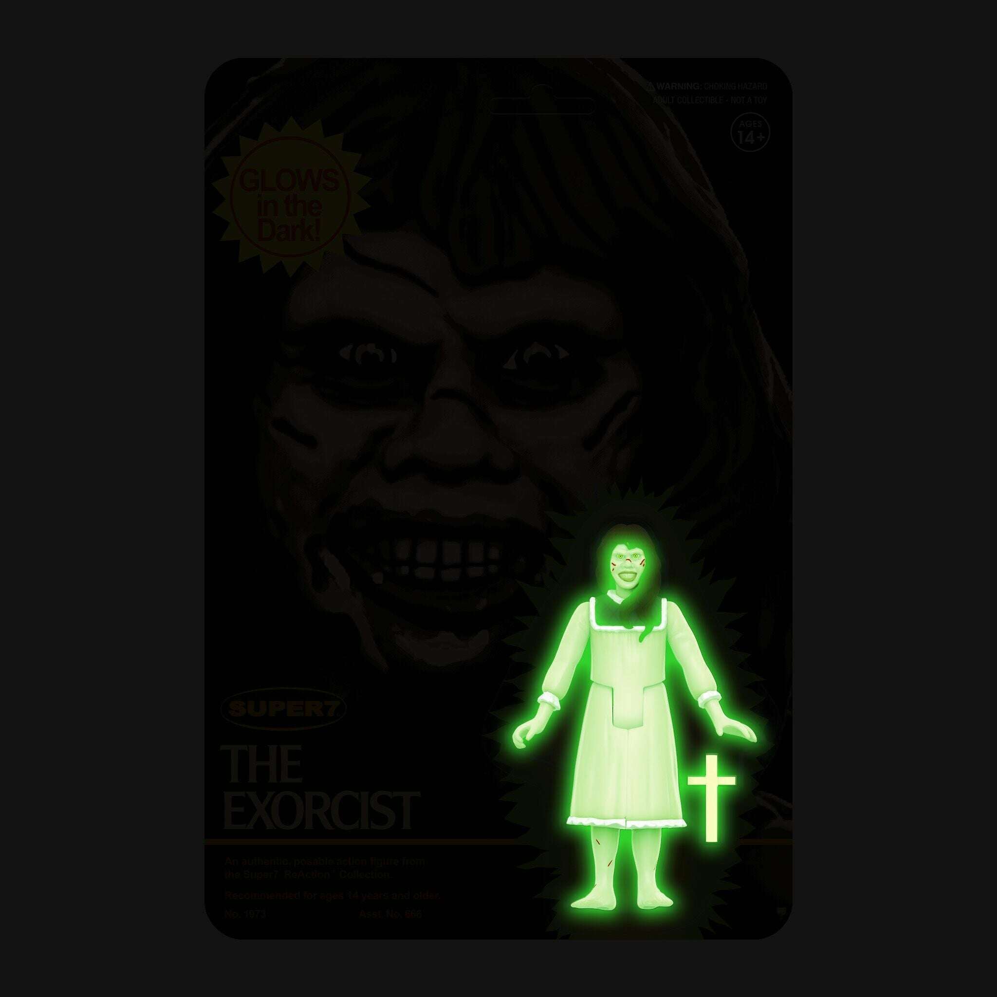 The Exorcist: 3.75" Glow In The Dark Reagan ReAction Collectible Action Figure w/ Cross