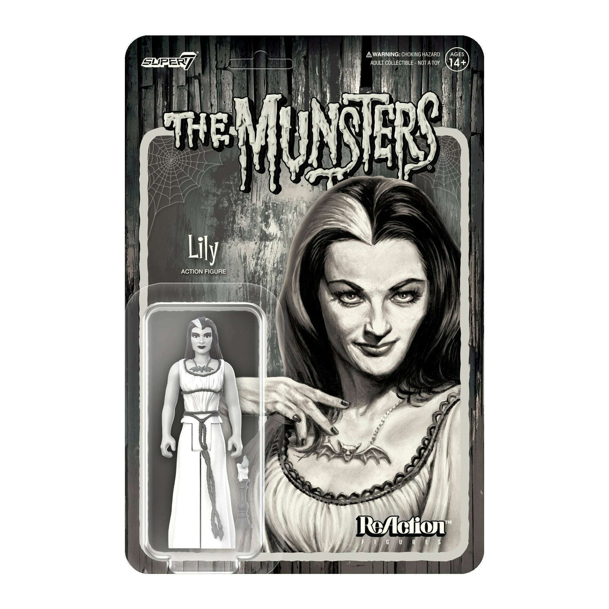 The Munsters: 3.75" Lily Munster Greyscale ReAction Collectible Action Figure & Candlestick