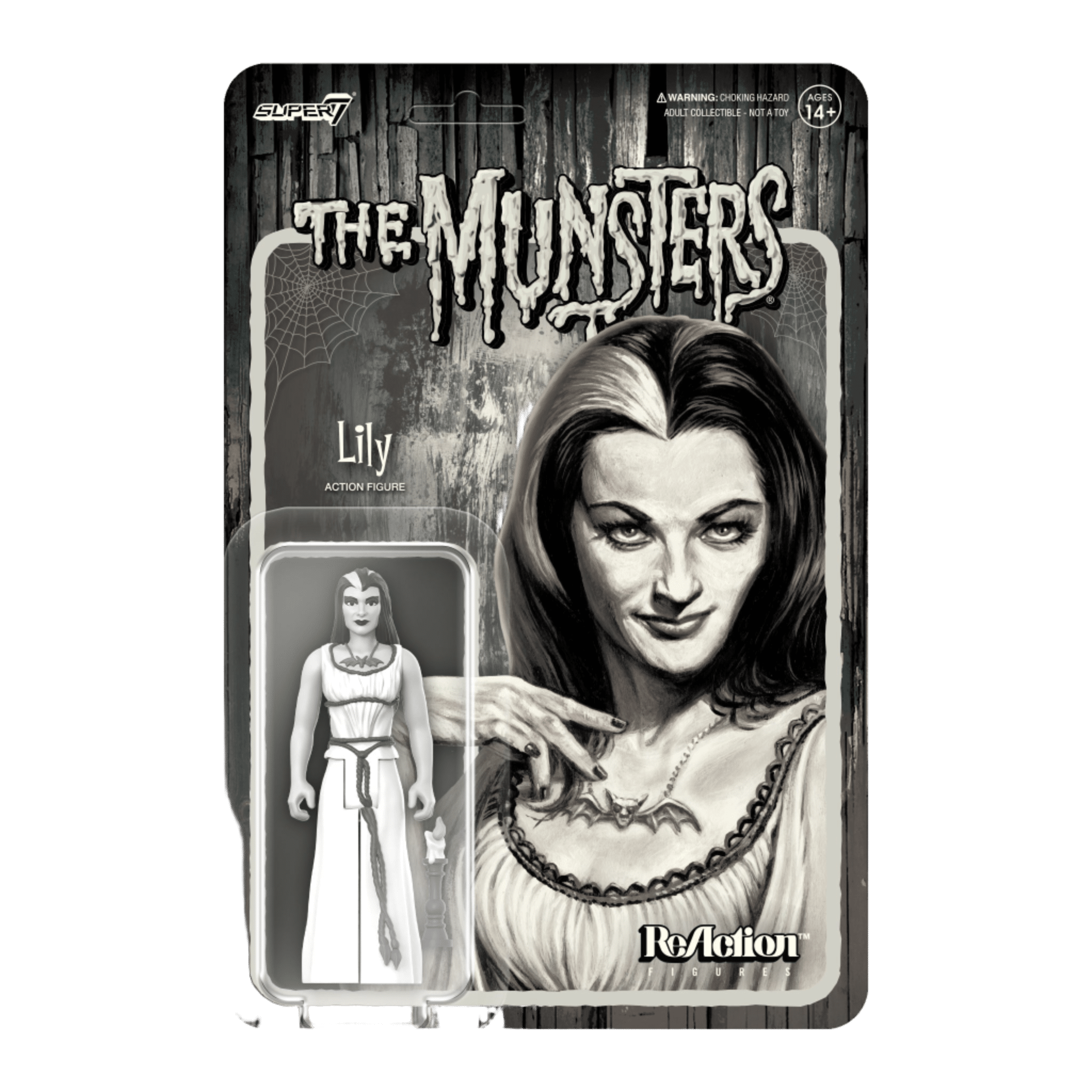 The Munsters: 3.75" Lily Munster Greyscale ReAction Collectible Action Figure & Candlestick