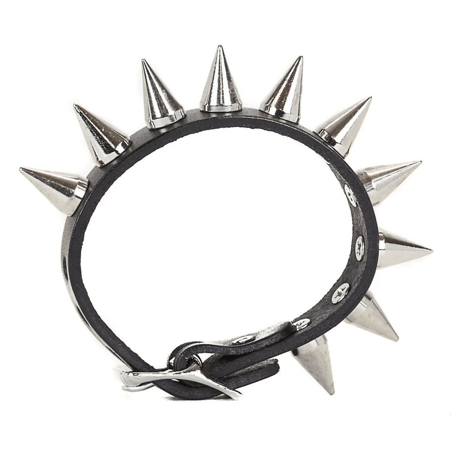 Thrash Spiked Black Leather Bracelet