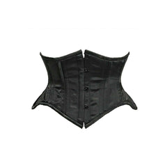 Top Drawer Black Satin Double Steel Boned Curvy Cut Waist Cincher