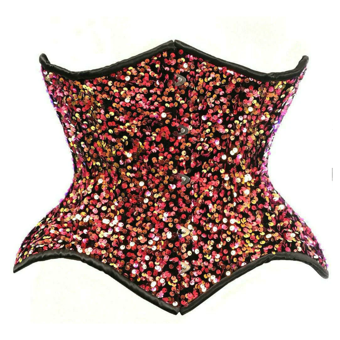 Top Drawer Multi Pink Sequin Curvy Cut Waist Cincher Corset