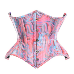 Top Drawer Retro Swirl Steel Boned Curvy Cut Underbust Cincher Corset