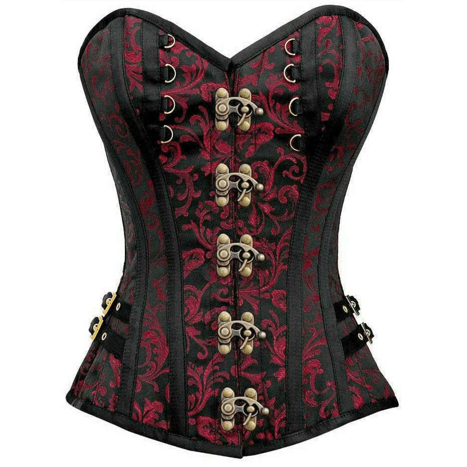 Top Drawer Swirl Brocade Steel Boned Overbust Buckle Corset