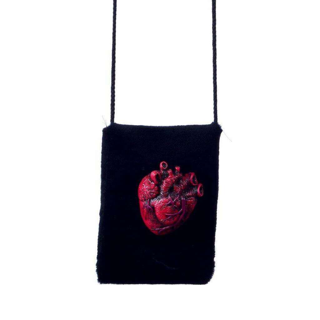 Trick r' Treats: Latex Heart Black Plush Purse