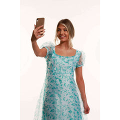 Turquoise Regency Adult Puffy Sleeve Dress