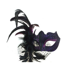 Venetian Mask w/ Side Feather & Flower