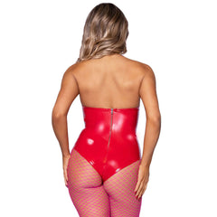 Vinyl Red Boned Bodysuit