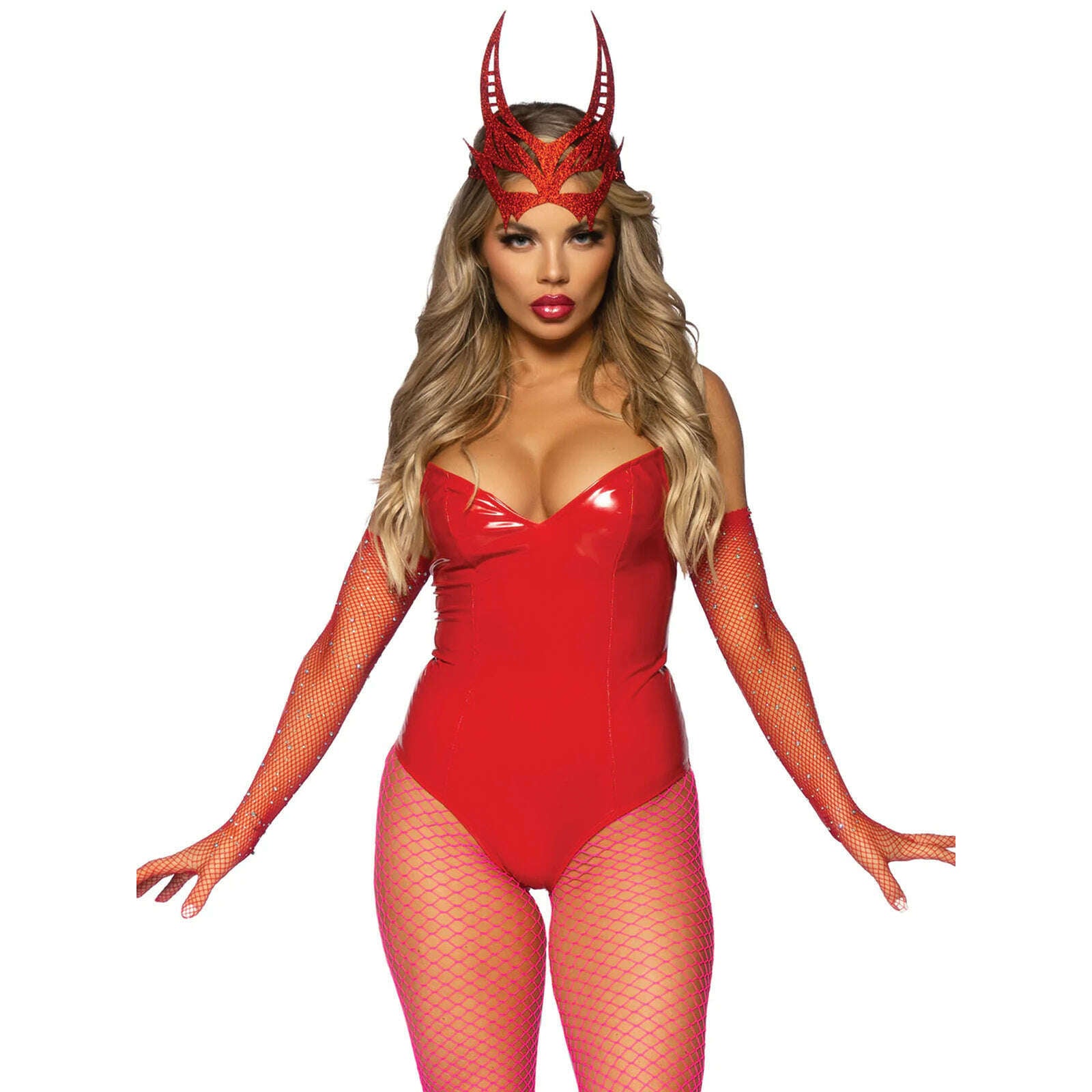 Vinyl Red Boned Bodysuit