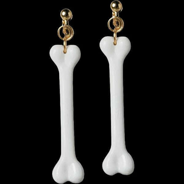 White Bone Clip On Earrings