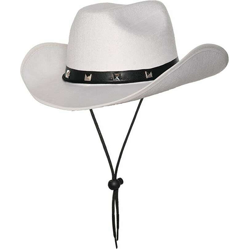 White Cowboy Faux Leather Band w/ Studs Unisex Adult Hat