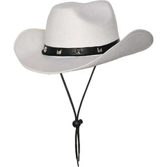 White Cowboy Faux Leather Band w/ Studs Unisex Adult Hat